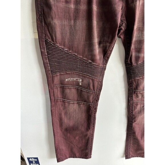 NWT ROCK REVIVAL MEN'S JEANS 42 38 JACK BIKER MOTO BURGUNDY new - Picture 12 of 16